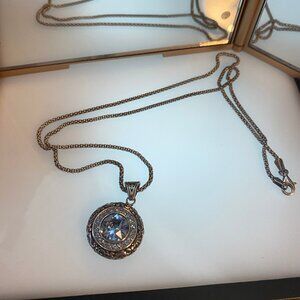 Sterling 925 Italy marked necklace with simulated blue stone pendant